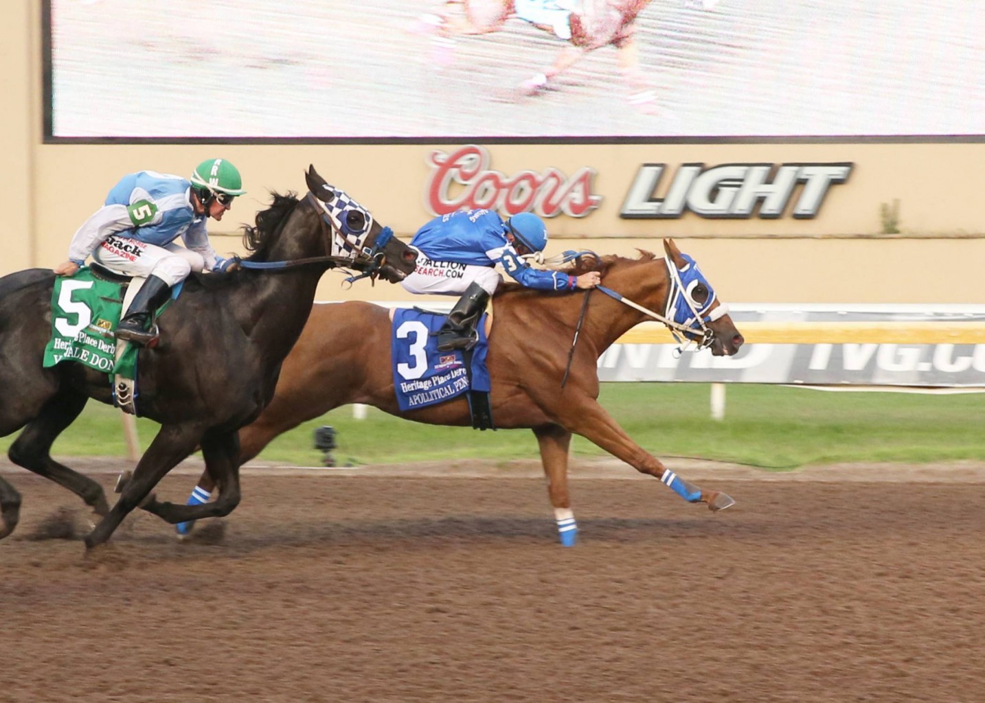 JOCKEY RICKY RAMIREZ  WINS HIS THIRD HERITAGE PLACE DERBY IN A ROW