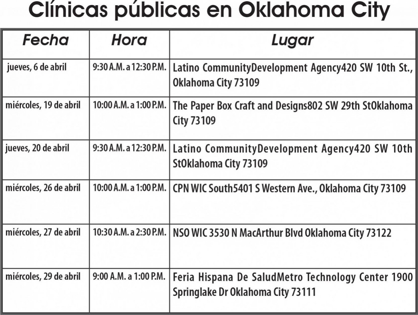 Las clínicas móviles Oklahoma Caring Vans estarán ofreciendo vacunas