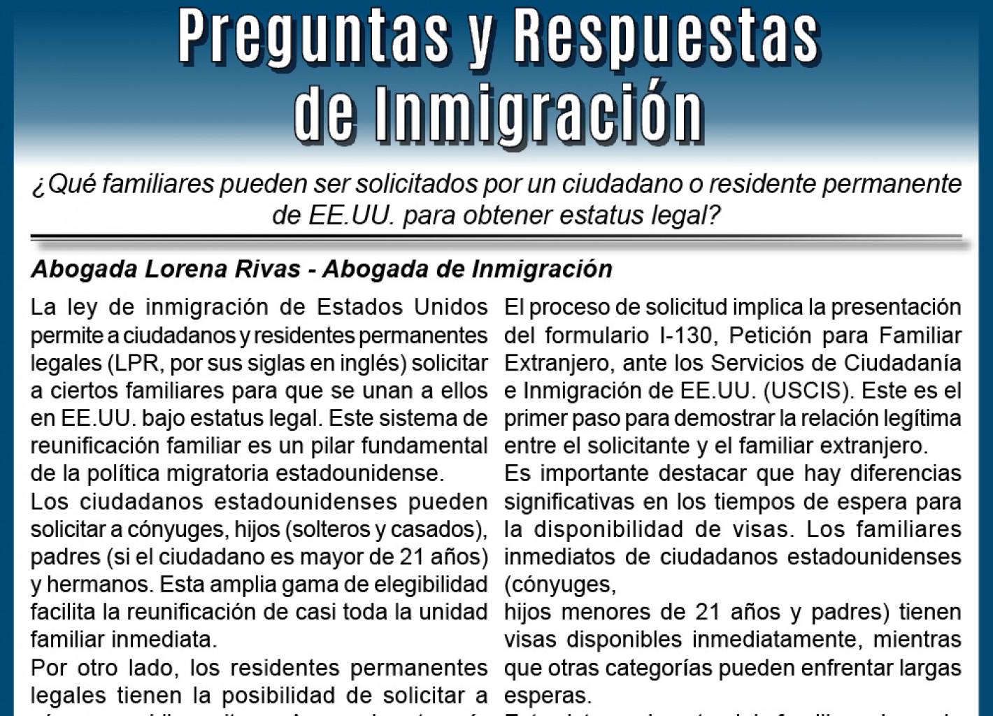 Preguntas y Respuestas  de Inmigración