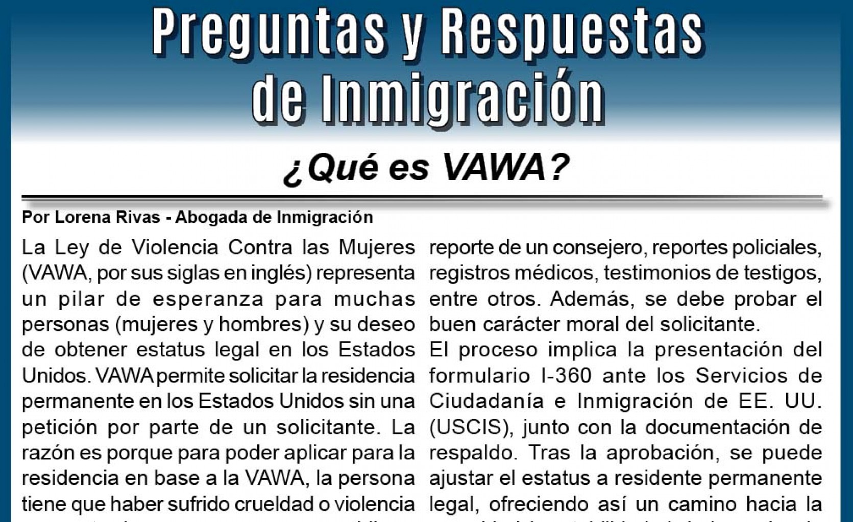 Preguntas y Respuestas  de Inmigración
