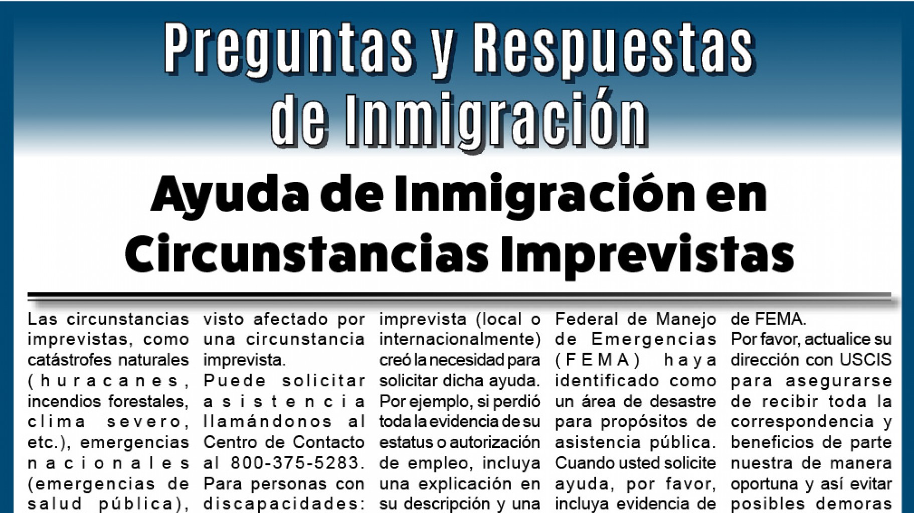 Preguntas y Respuestas  de Inmigración
