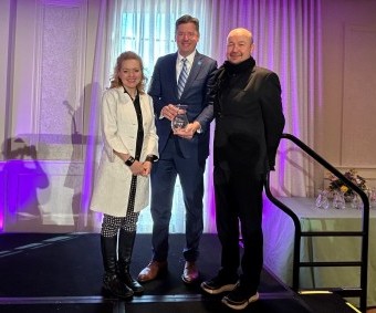 Pictured are Torrey Butzer, Mayor David Holt, and Hans Butzer. Hans and Torrey Butzer received the Oklahoma City Mayor’s Award for their architectural