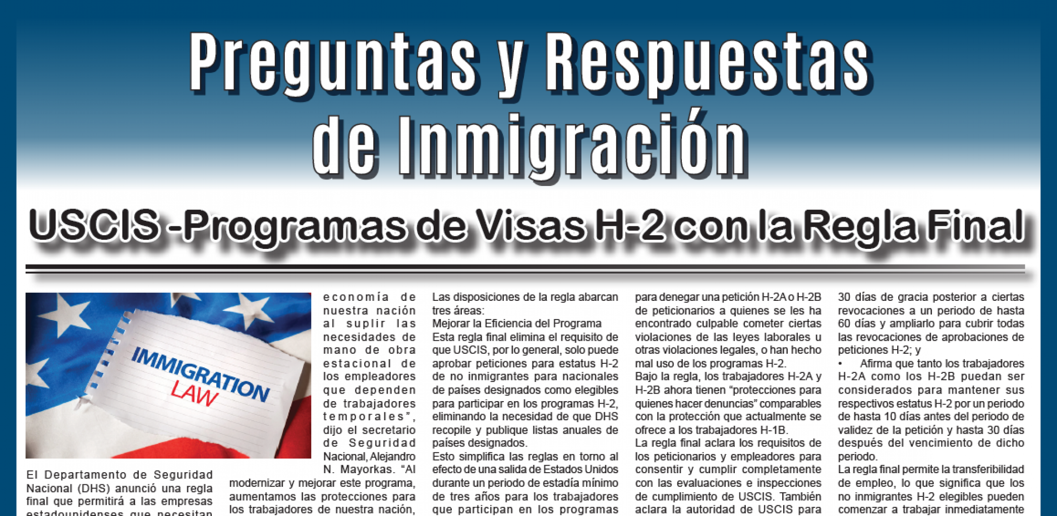 Preguntas y Respuestas  de Inmigración