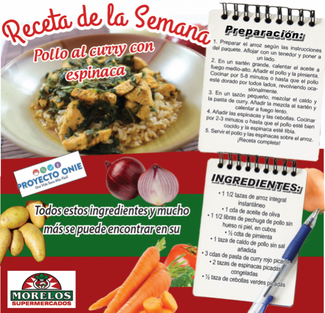 Receta de la Semana: Pollo al Curry con Espinaca