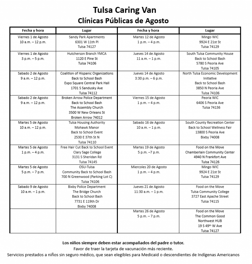 Oklahoma Caring Vans proporcionará vacunas