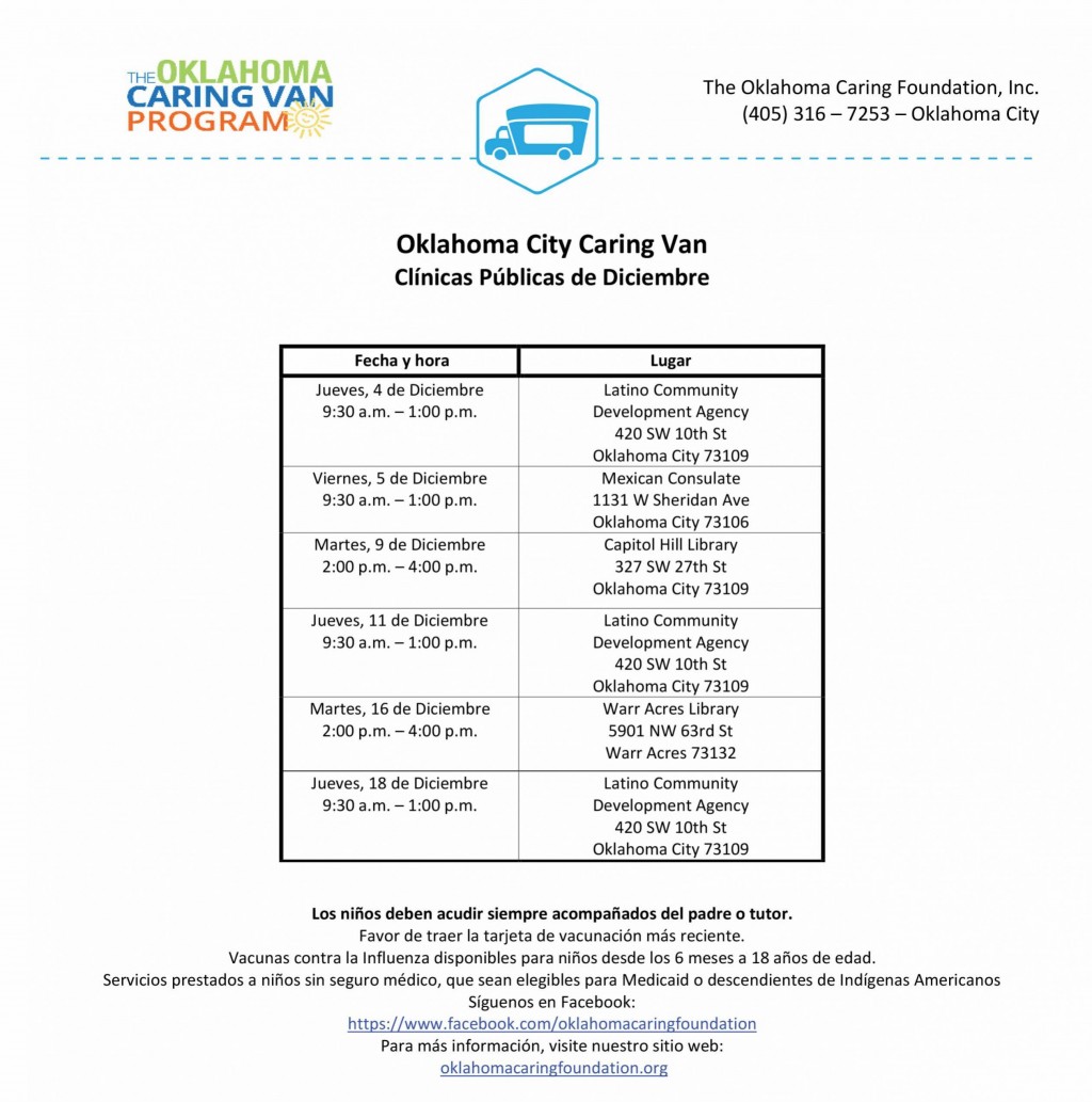 Lucha contra la Influenza junto a las clínicas móviles Oklahoma Caring Van