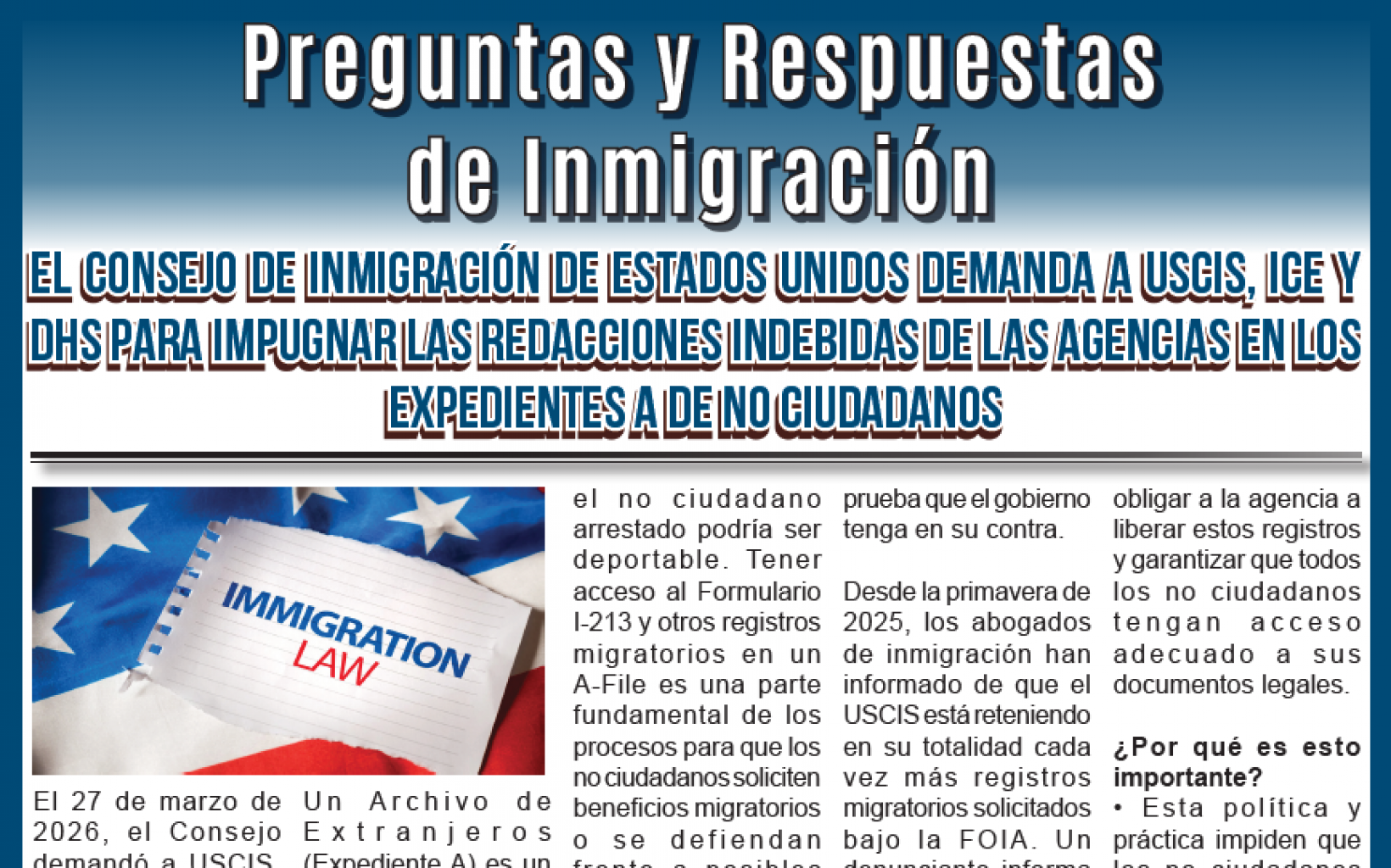 Preguntas y Respuestas de Inmigración