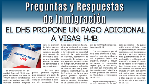 El DHS propone un pago adicional a visas H-1B