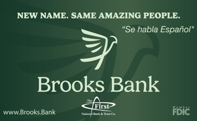 First National Bank & Trust Co. anuncia su nuevo nombre: Brooks Bank 