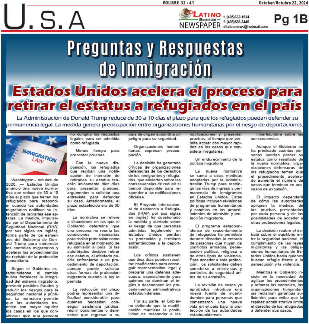 Estados Unidos acelera el proceso para retirar el estatus a refugiados en el país: La Administración de Donald Trump reduce de 30 a 10 días el plazo para que los refugiados puedan defender su permanen